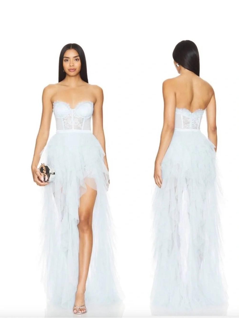 For Love & Lemons Pale Blue Strapless Tulle Gown - NWT - Picture 2 of 5